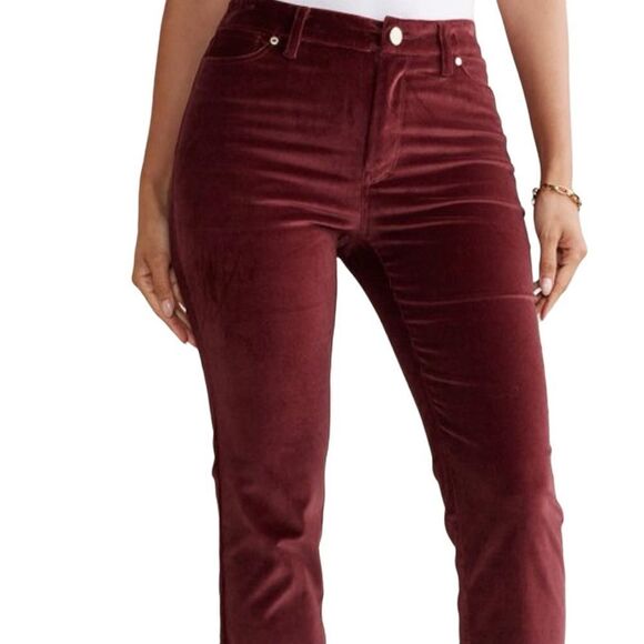 Soft Surroundings Blakley Cabernet Velvet Pants Straight Leg size 14 - Picture 1 of 12